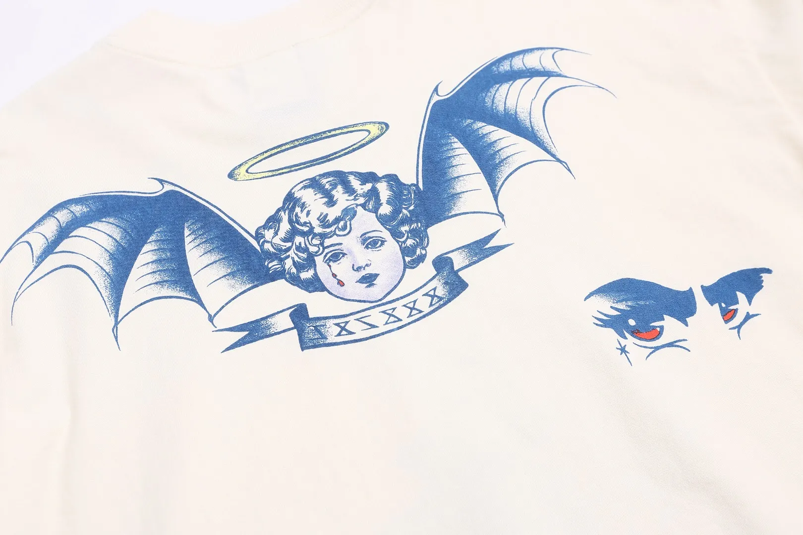 Saint Michael American skull spider print VTG high street distressed loose long-sleeved bottoming T-shirt for men and women Fabric: 260g Style number: SM651 Size: S-M-L-XL Color: White Price: P144